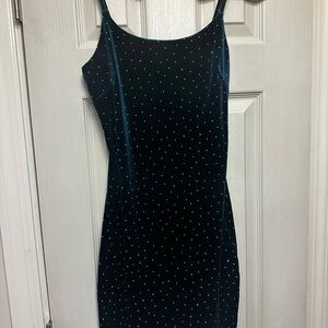 Hayley & June - Medium Emerald Green Velvet Dress with Sparkling Accents